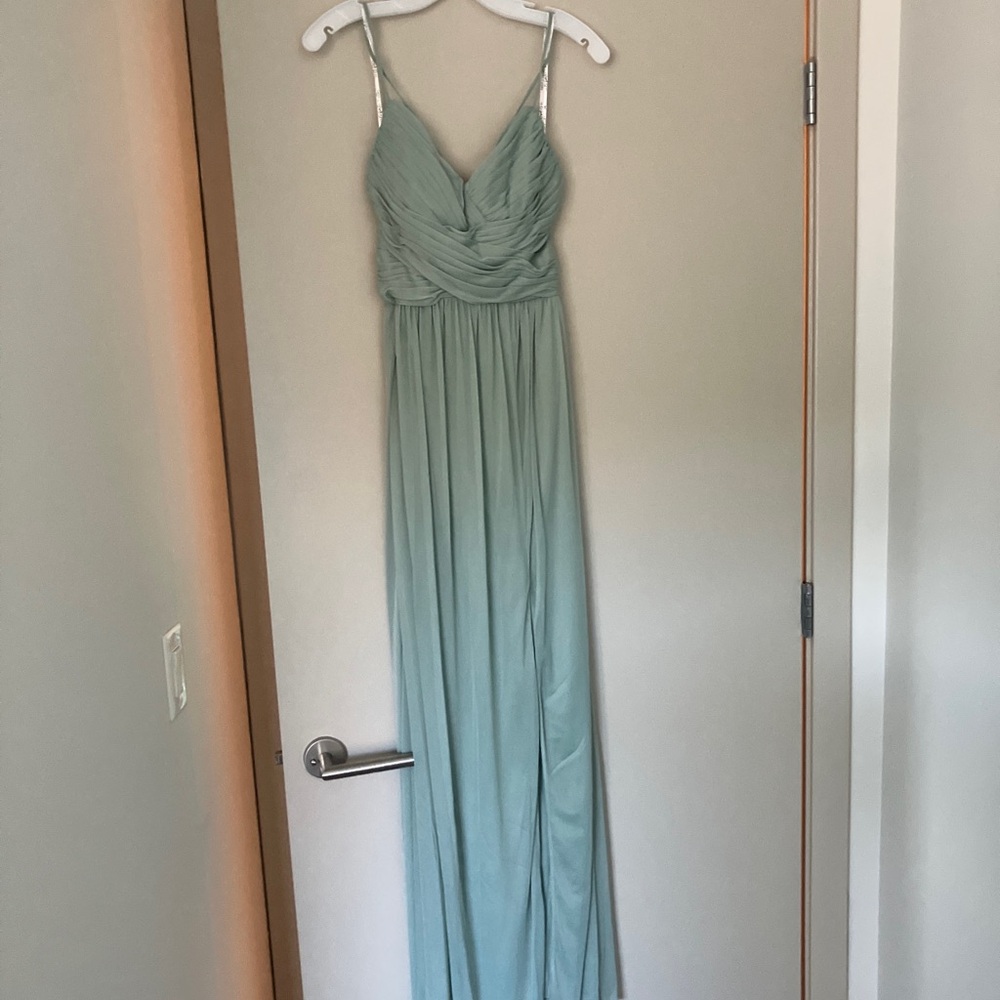 David’s Bridal Bridesmaid Long Mesh Dress with Lace-Up Back NWT - Picture 2 of 3